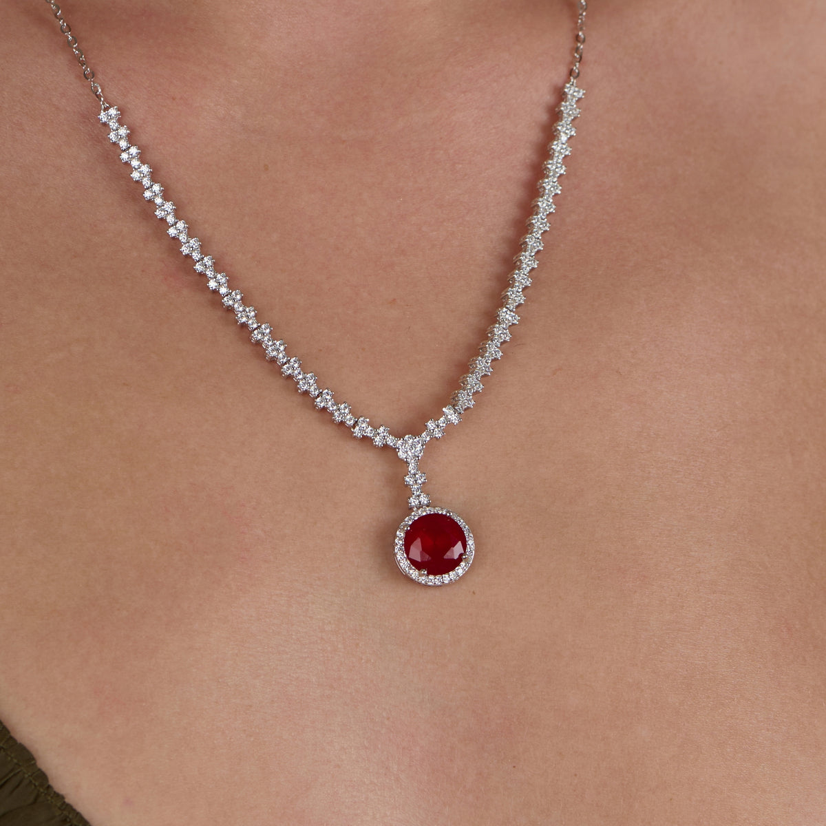 Ruby Woman's Necklace - 925 Sterling Silver I ARTSY SILVER