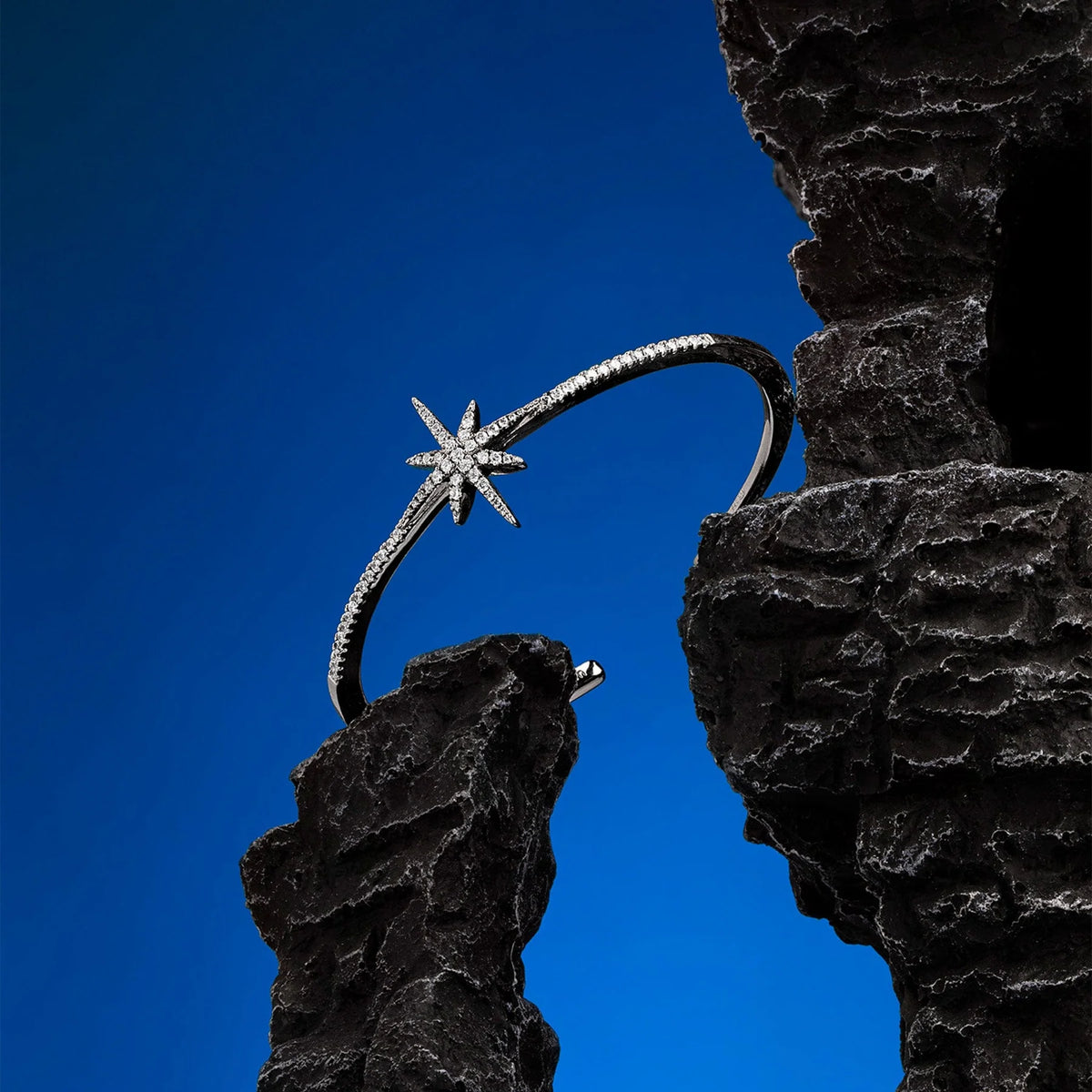 Silver Pole Star Bangle - ARTSY SILVER