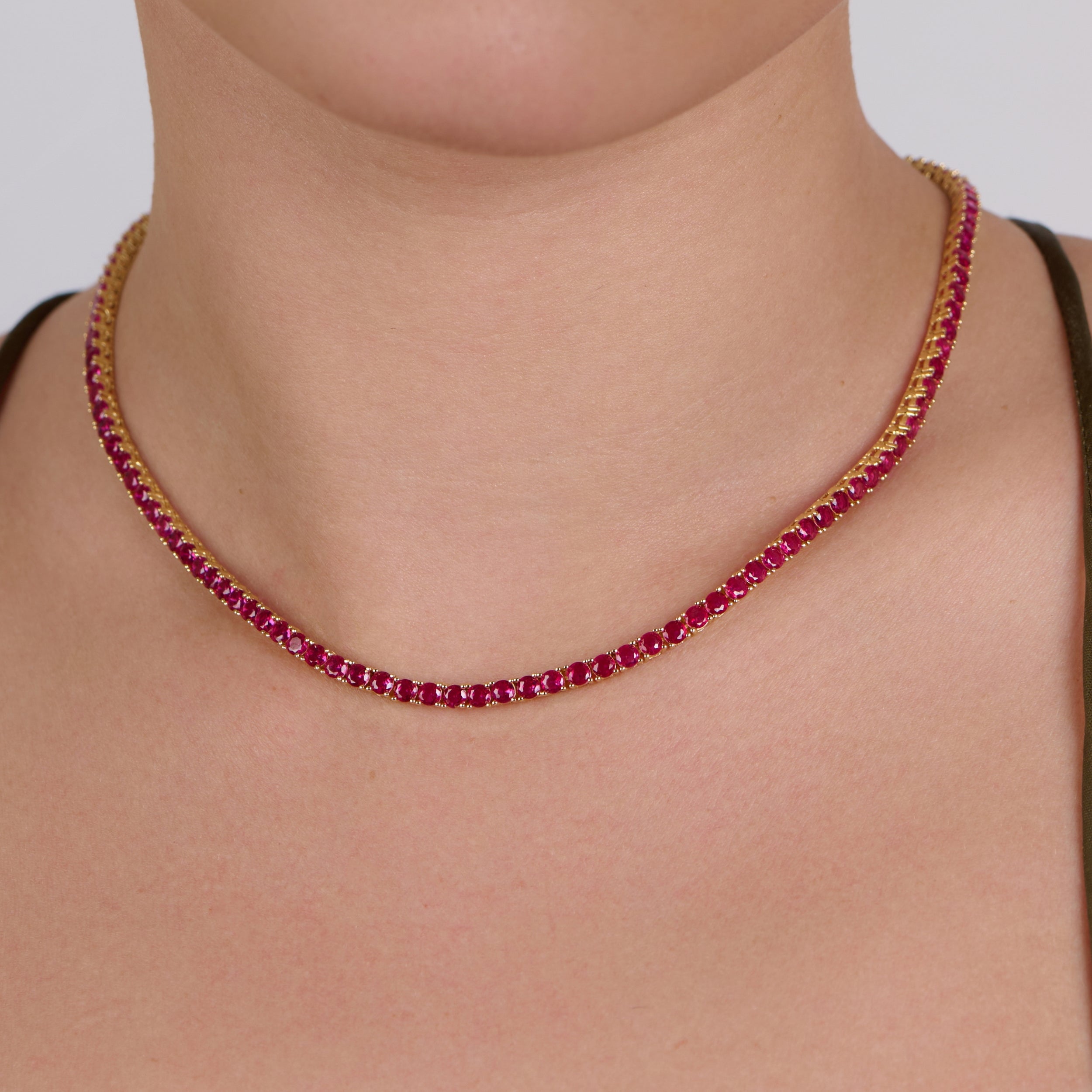 Scarlet Ruby Tennis Necklace