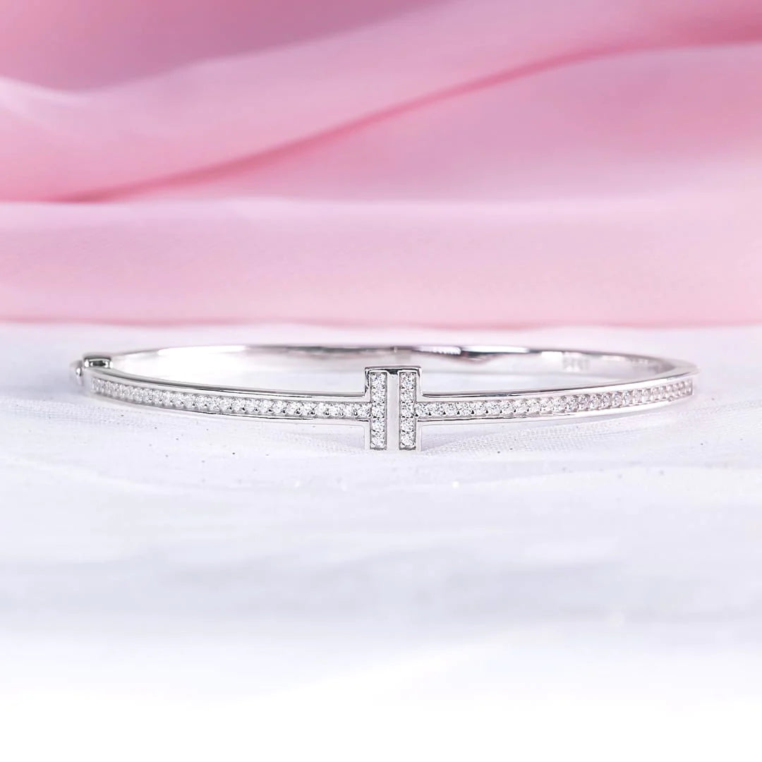 Silver Zircon Stones Bangle