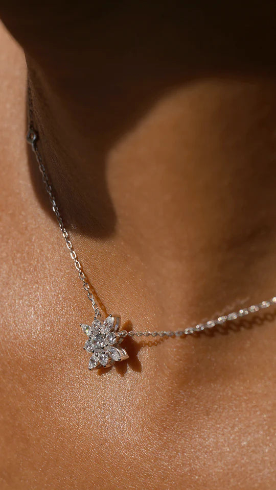 Silver Lilly Flower Necklace