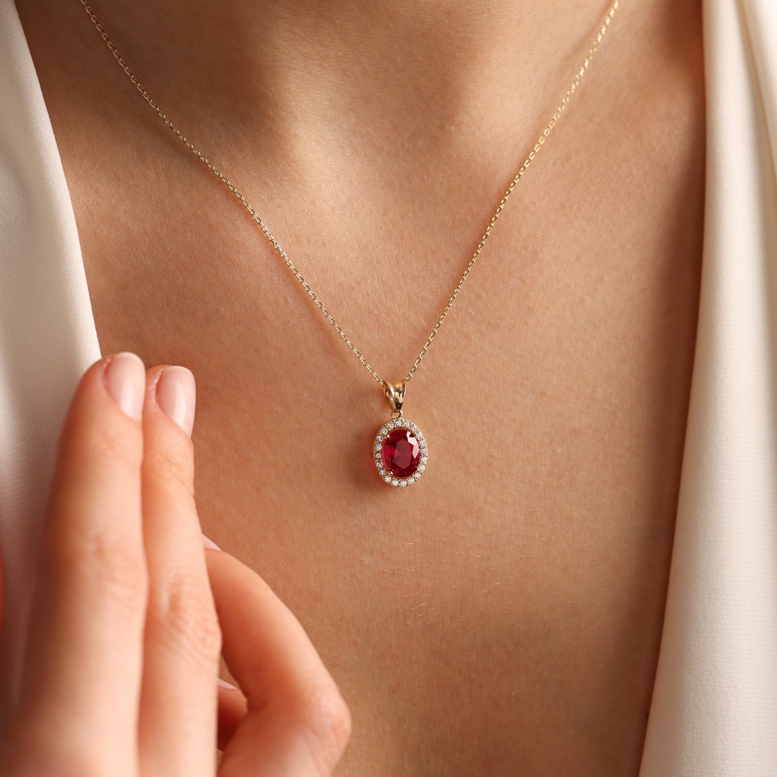 Sleeping Beauty Garnet Stone Necklace - ARTSY SILVER