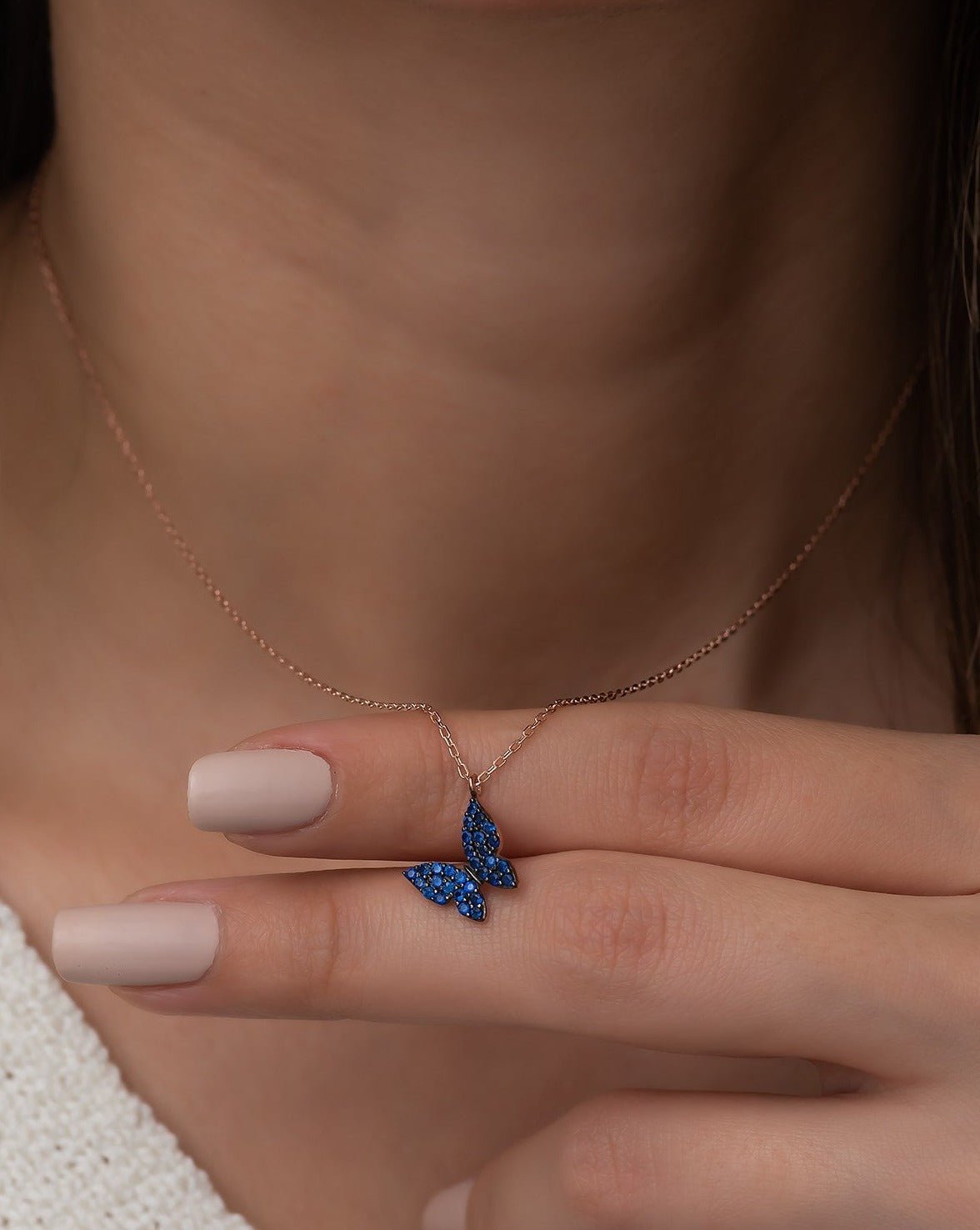 Small Blue Butterfly Necklace - ARTSY SILVER