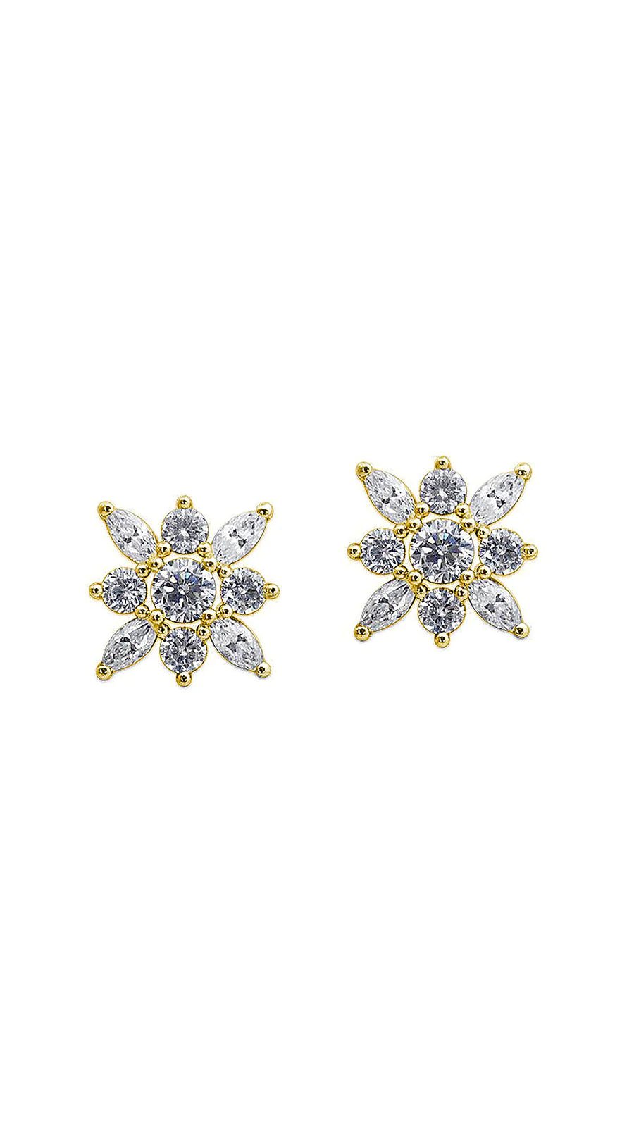 Snow Flower Zircon Stud Earring Gold plating - ARTSY SILVER