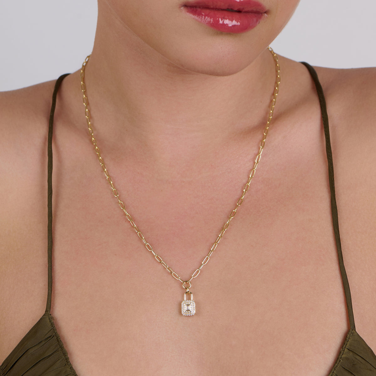 Squared Lock Necklace Silver with 18k Gold Plating I ARSTY SILVER