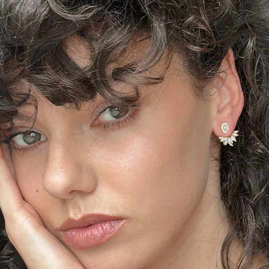 Lotus Gold Plated Ear Jacket - ARTSY SILVER