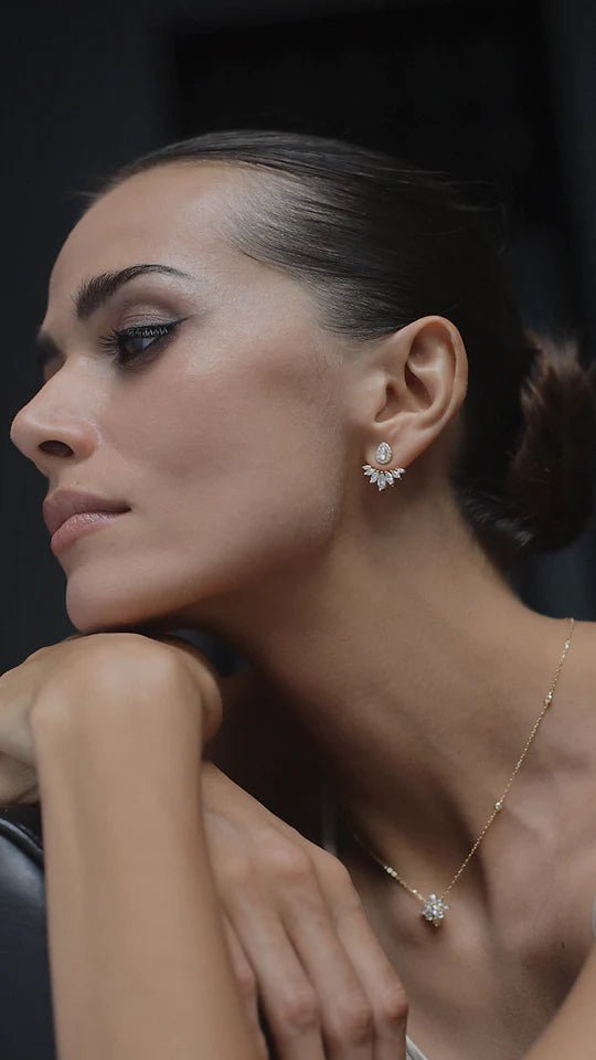 Lotus Gold Plated Ear Jacket - ARTSY SILVER