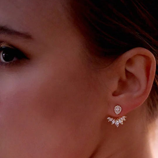 Lotus Gold Plated Ear Jacket - ARTSY SILVER