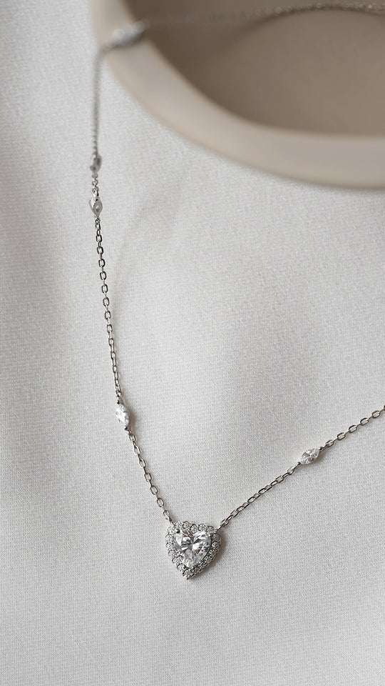 Sweetheart Zircon Silver Necklace