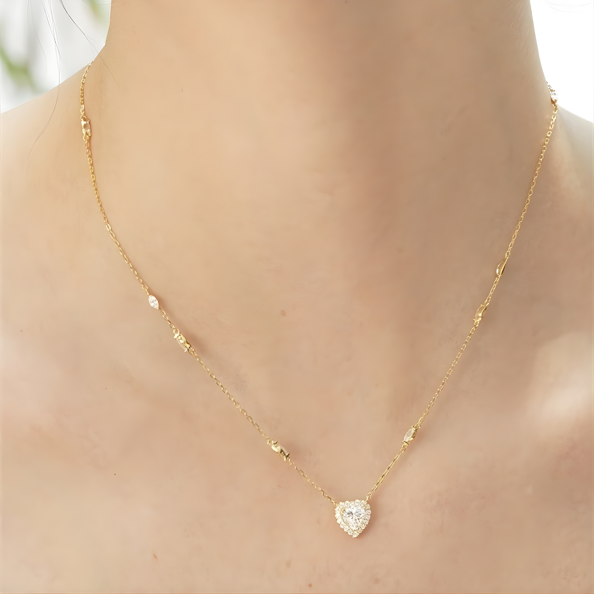 Sweetheart zircon Gold Plating Necklace