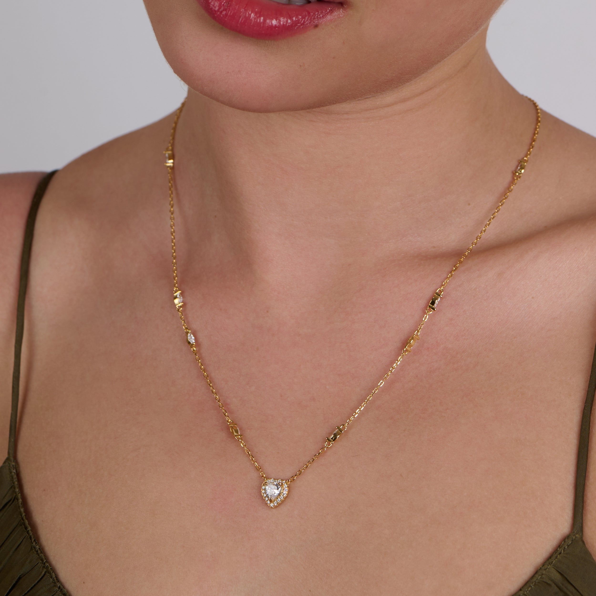 Sweetheart zircon Gold Plating Necklace