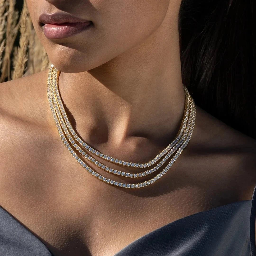 3mm Tennis Necklace Gold Plating - ARTSY SILVER