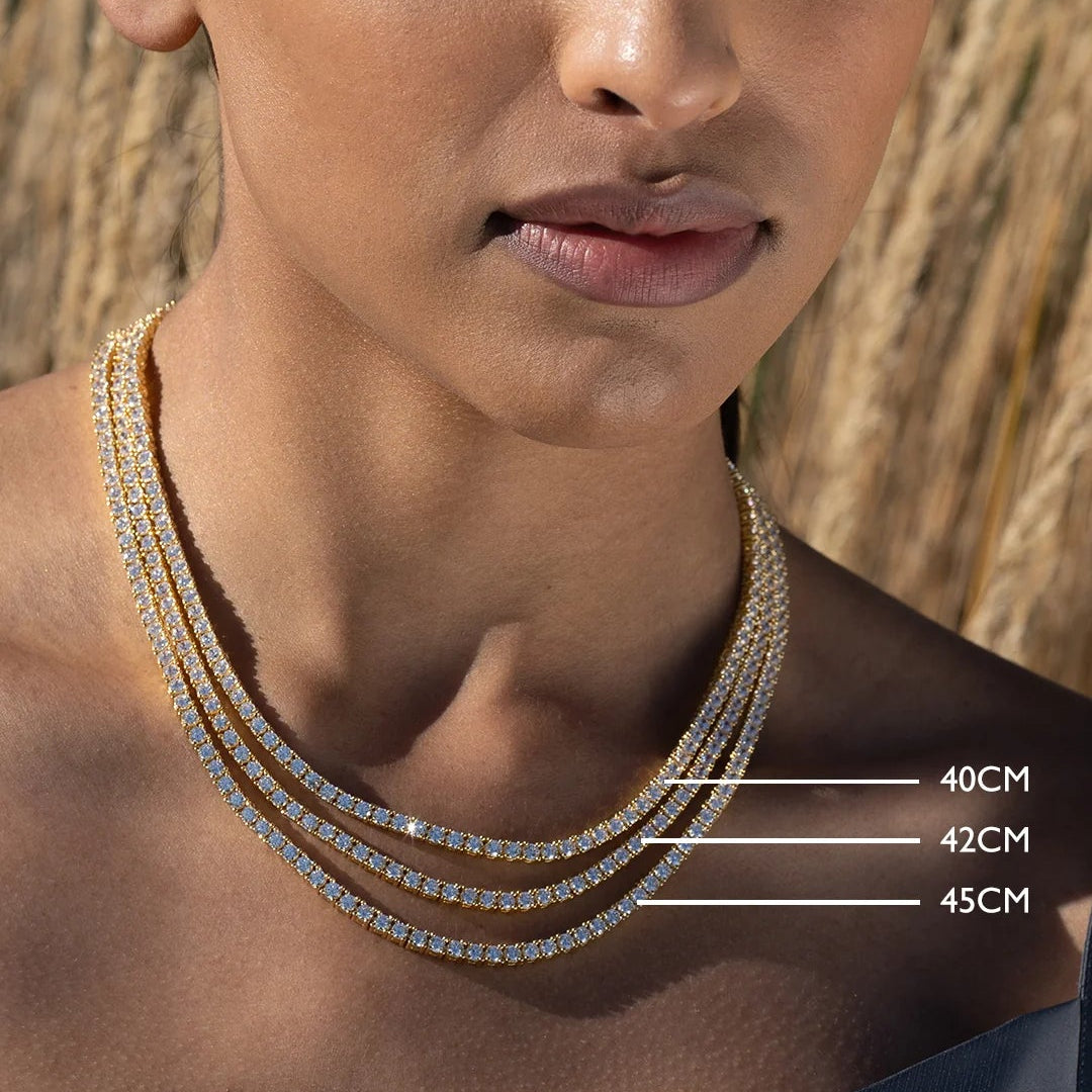 3mm Tennis Necklace Gold Plating - ARTSY SILVER