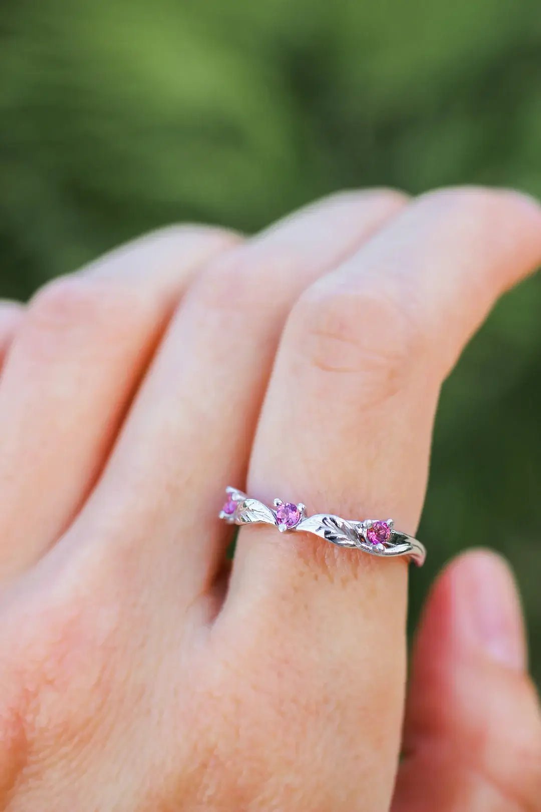 My Only One Pink Stones Ring - ARTSY SILVER