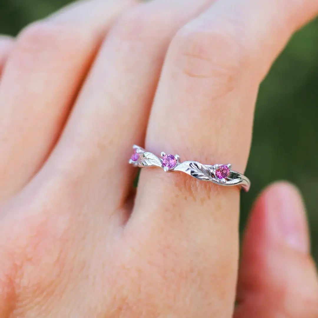 My Only One Pink Stones Ring - ARTSY SILVER