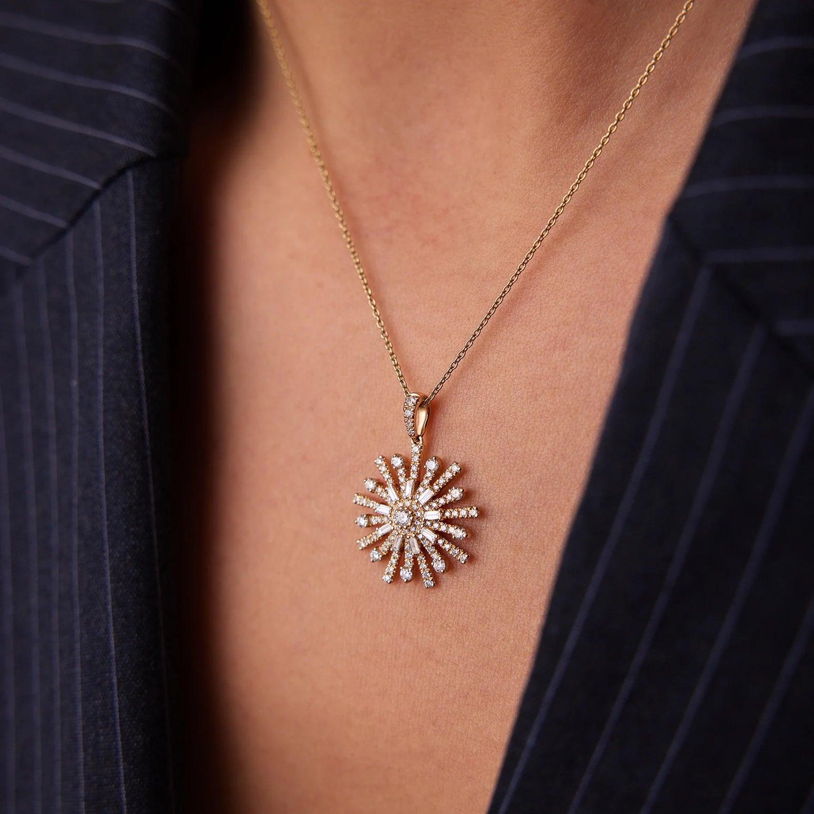 Zirconia Starburst Necklace - ARTSY SILVER