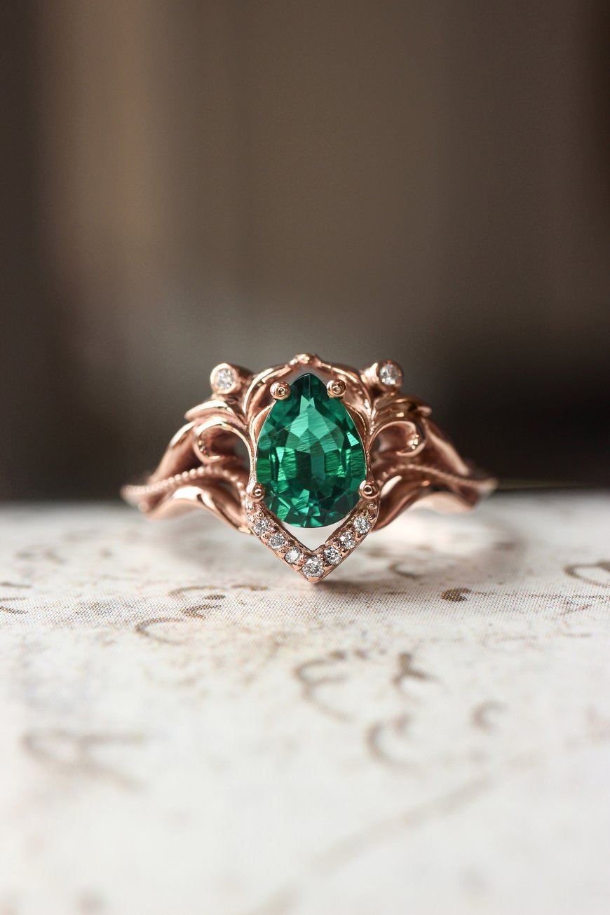 Valyrian Emerald 2 Set Ring - ARTSY SILVER