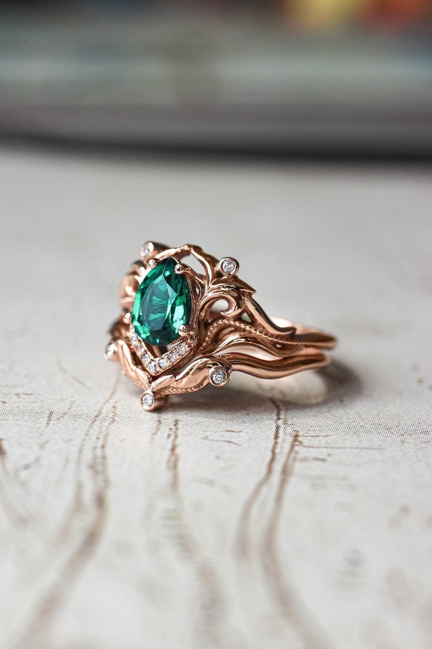 Valyrian Emerald 2 Set Ring - ARTSY SILVER