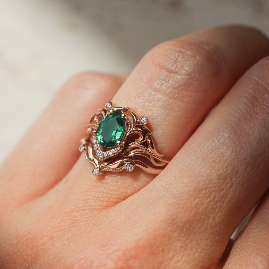 Valyrian Emerald 2 Set Ring - ARTSY SILVER