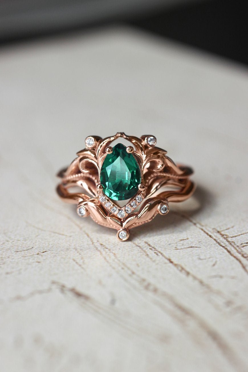 Valyrian Emerald 2 Set Ring - ARTSY SILVER