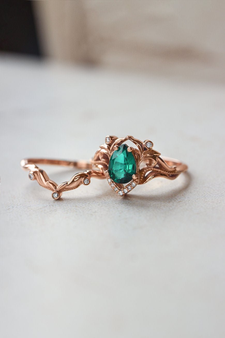 Valyrian Emerald 2 Set Ring - ARTSY SILVER