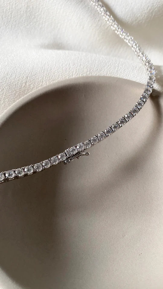 Vee-line Tennis Necklace 3mm Silver 42cm