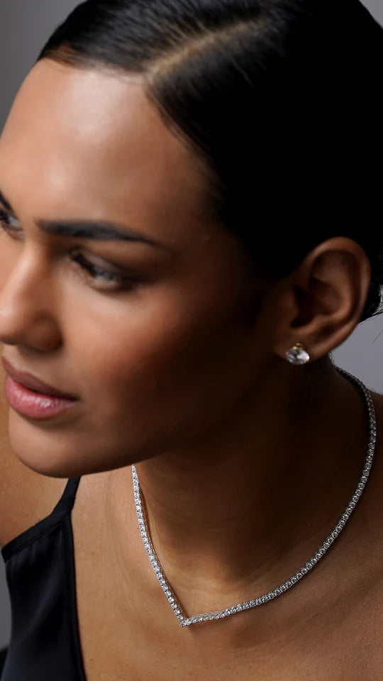 Vee-line Tennis Necklace 3mm Silver 42cm