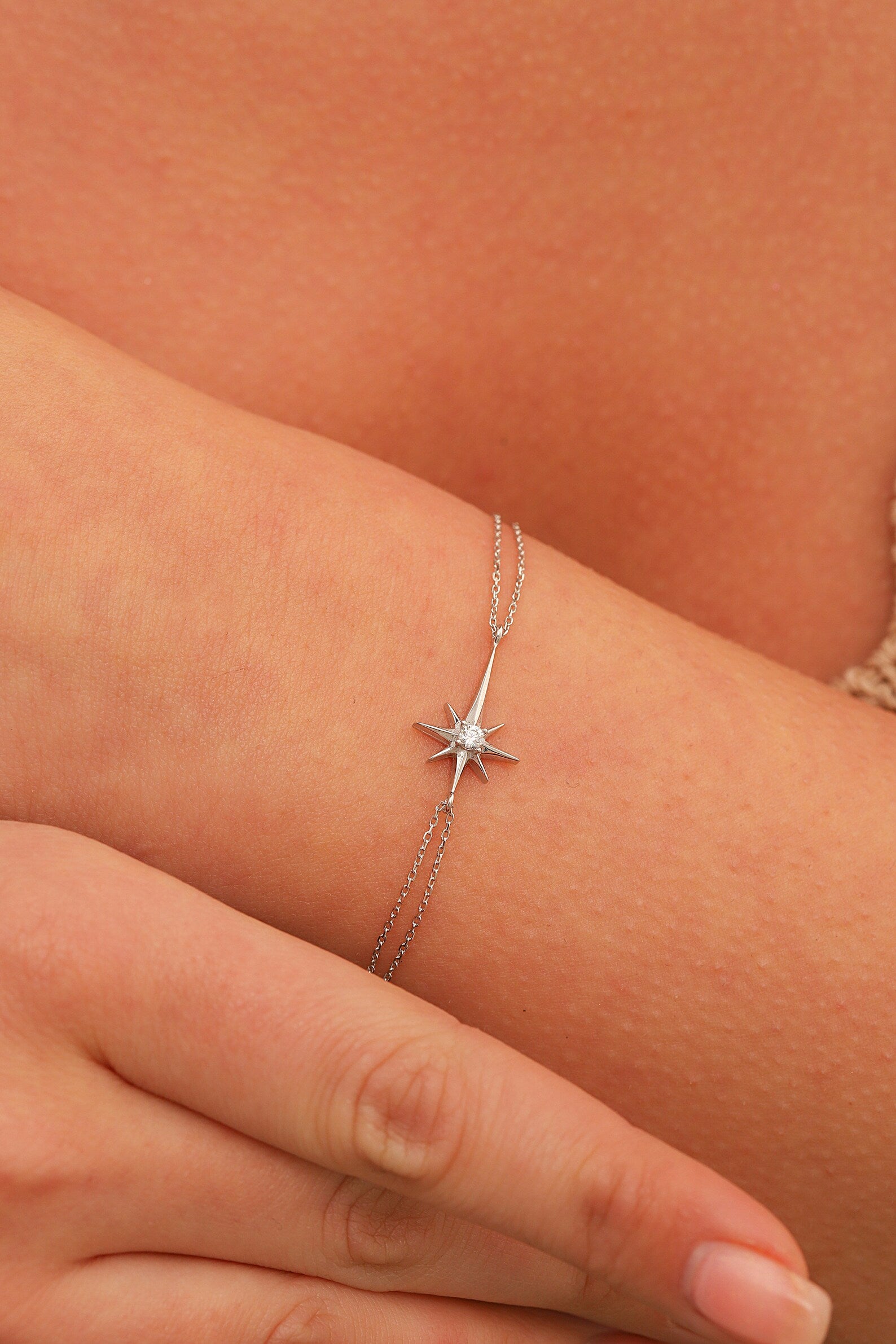 White Zircon Stone North Star Bracelet