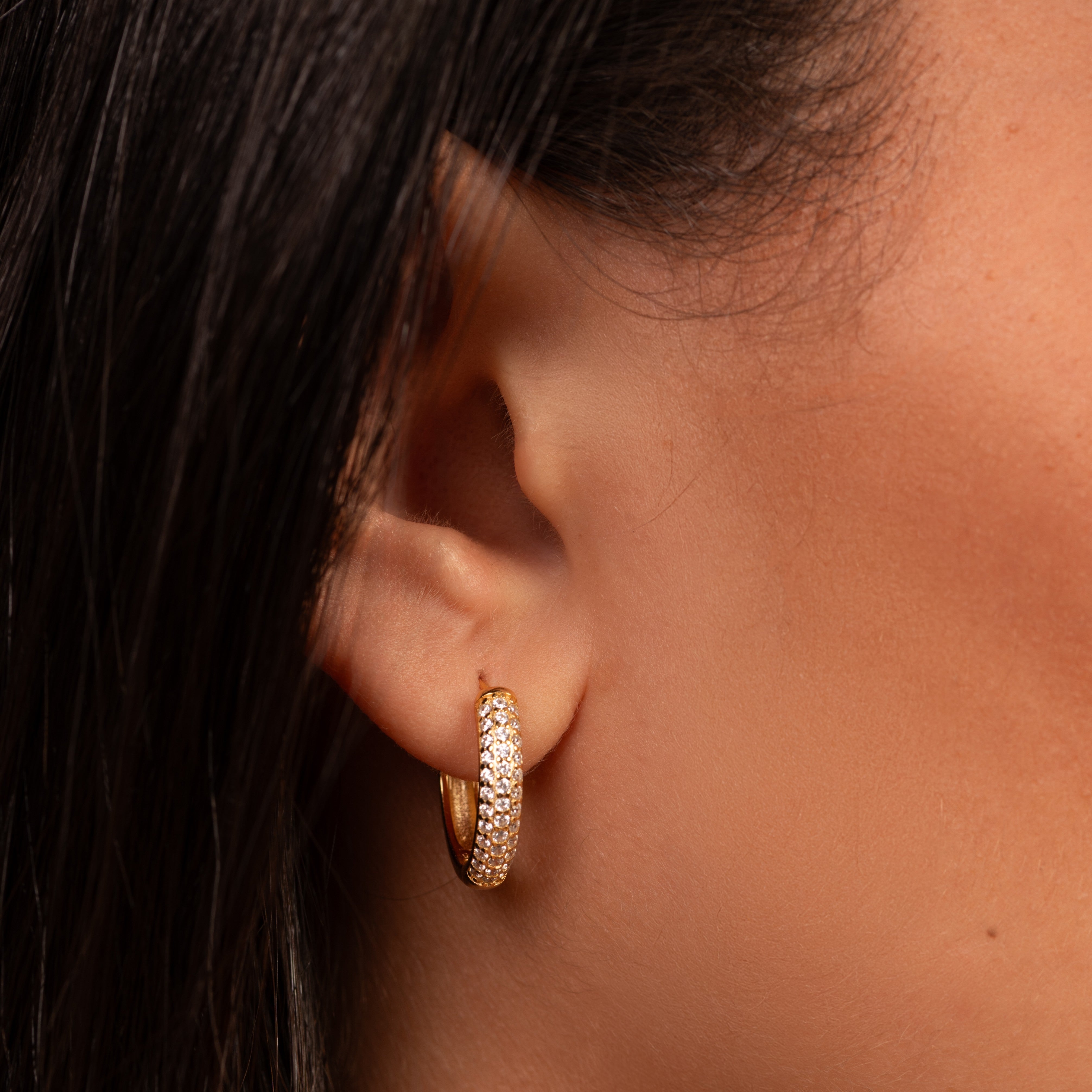 Zircon Cutie Huggie Gold Plating Earrings