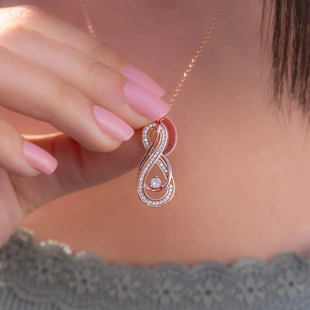 Zircon Stone Infinity Rose Gold Necklace - ARTSY SILVER