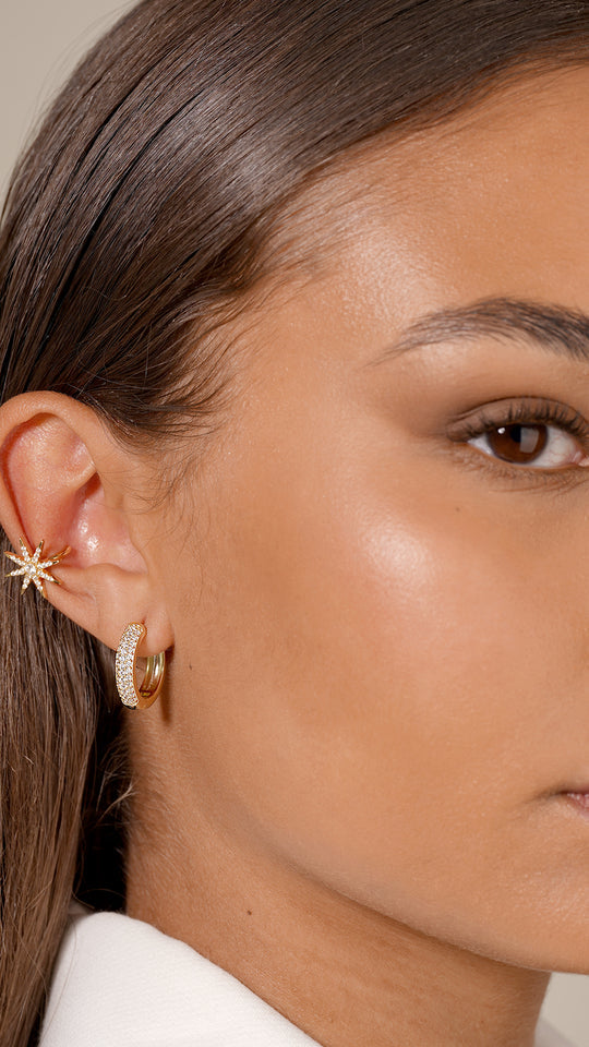 Zircon Cutie Huggie Gold Plating Earrings