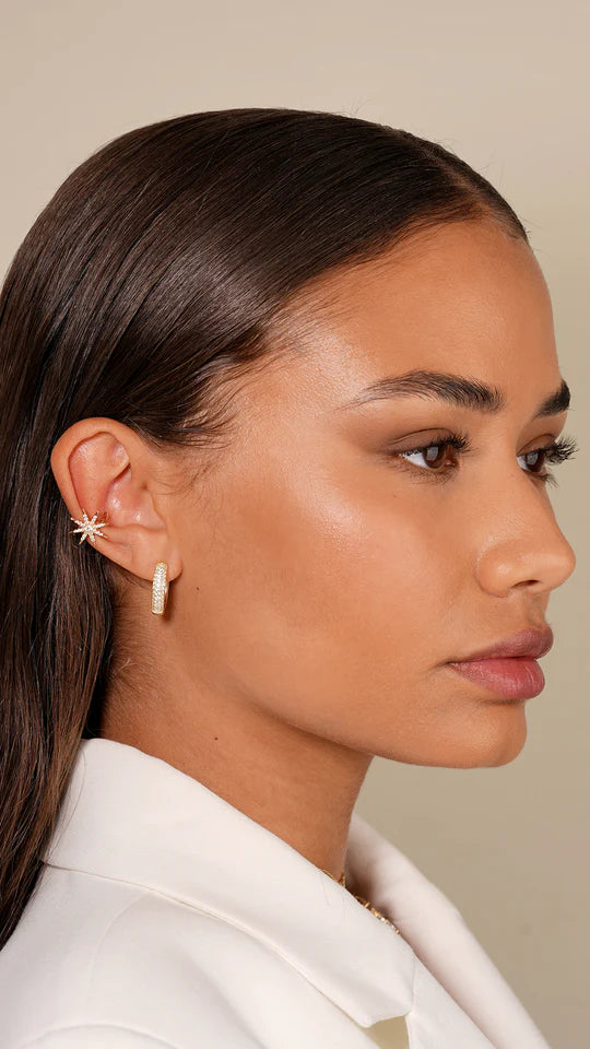 Zircon Cutie Huggie Gold Plating Earrings