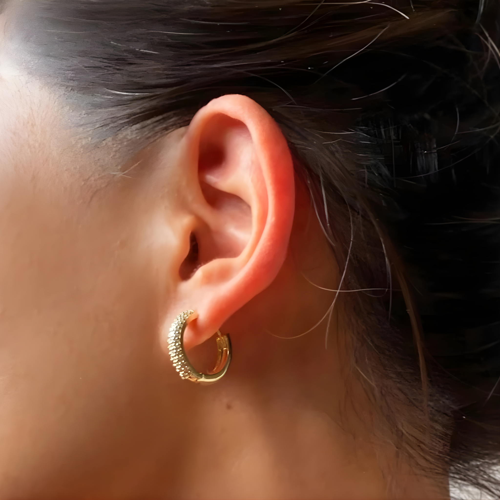 Zircon Cutie Huggie Gold Plating Earrings