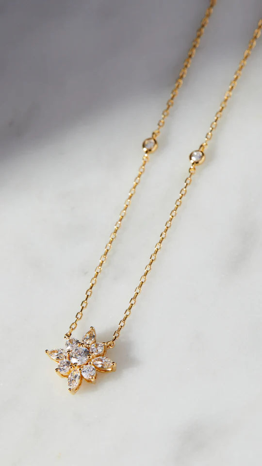 Golden Lilly Flower Necklace