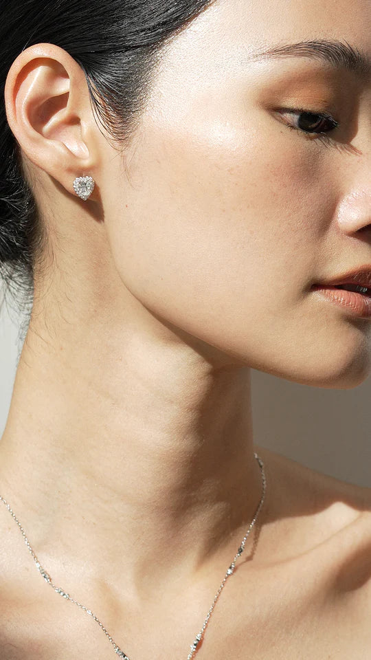 Sweetheart Silver Zircon Earrings