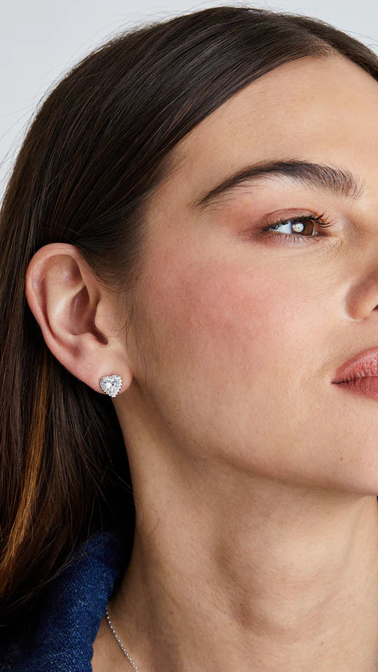 Sweetheart Silver Zircon Earrings