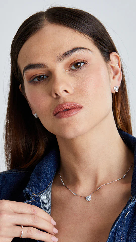 Sweetheart Silver Zircon Earrings