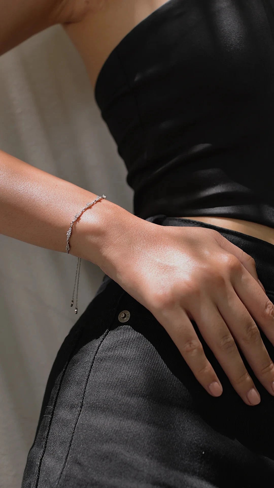 After Party Zircon Adjustable Bracelet - ARTSY SILVER