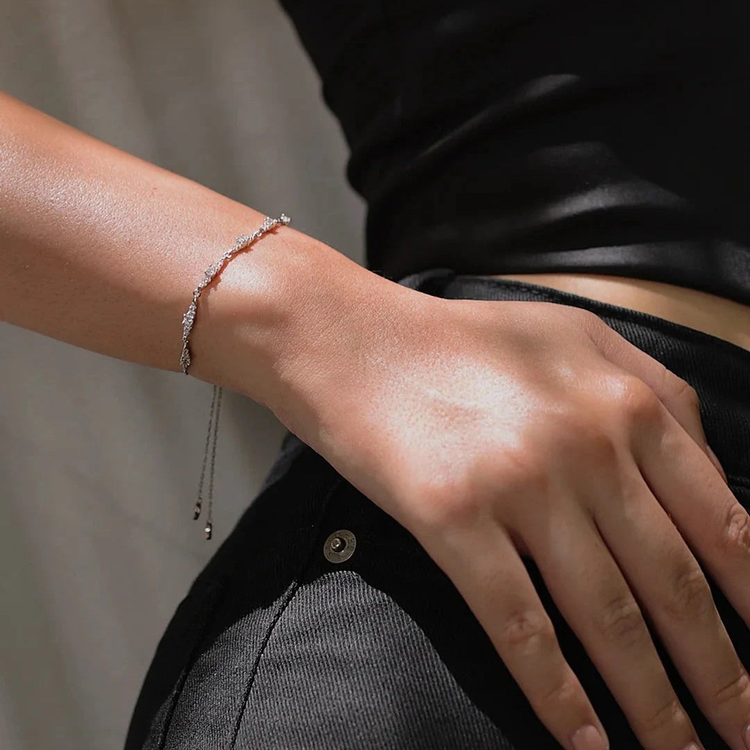 After Party Zircon Adjustable Bracelet - ARTSY SILVER