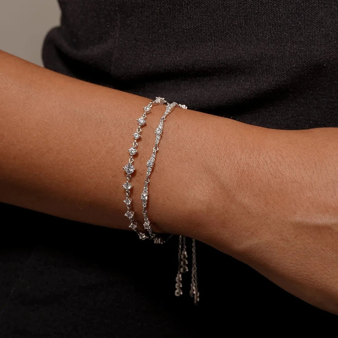 After Party Zircon Adjustable Bracelet - ARTSY SILVER