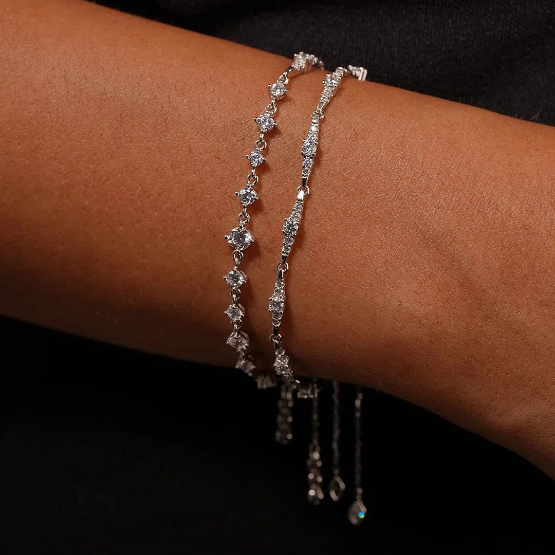 After Party Zircon Adjustable Bracelet - ARTSY SILVER