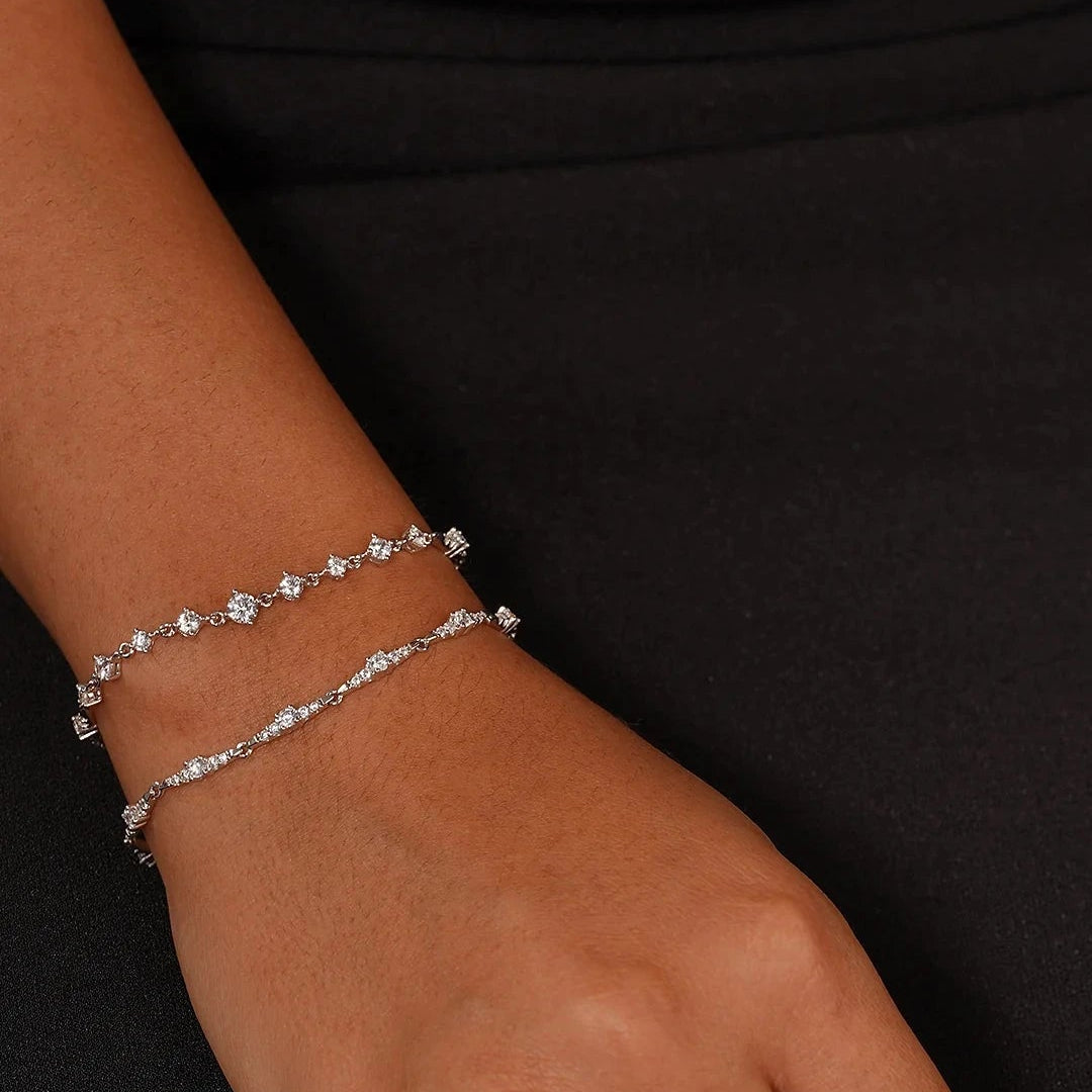 After Party Zircon Adjustable Bracelet - ARTSY SILVER