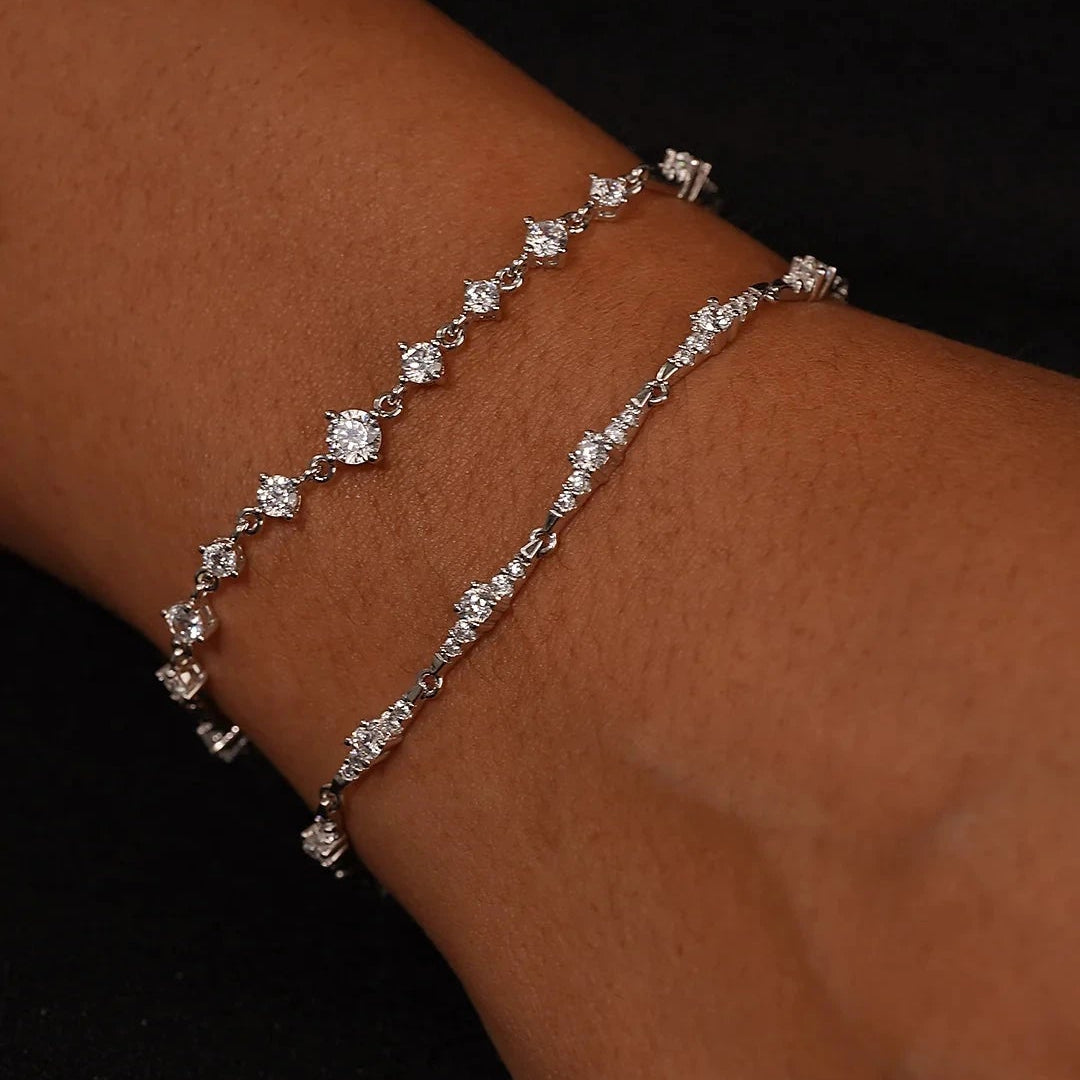 After Party Zircon Adjustable Bracelet - ARTSY SILVER