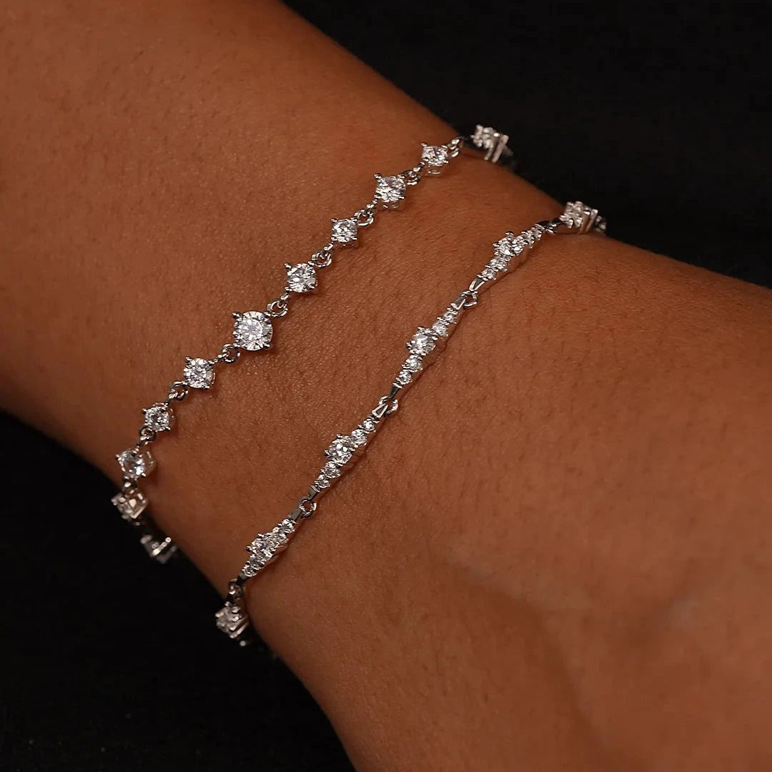 After Party Zircon Adjustable Bracelet - ARTSY SILVER