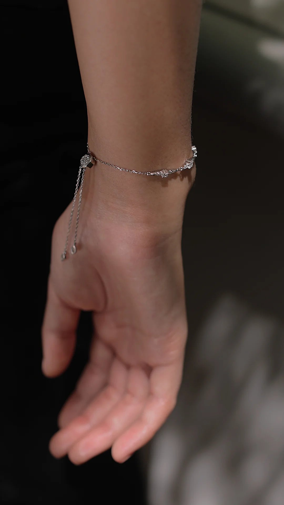 After Party Zircon Adjustable Bracelet - ARTSY SILVER