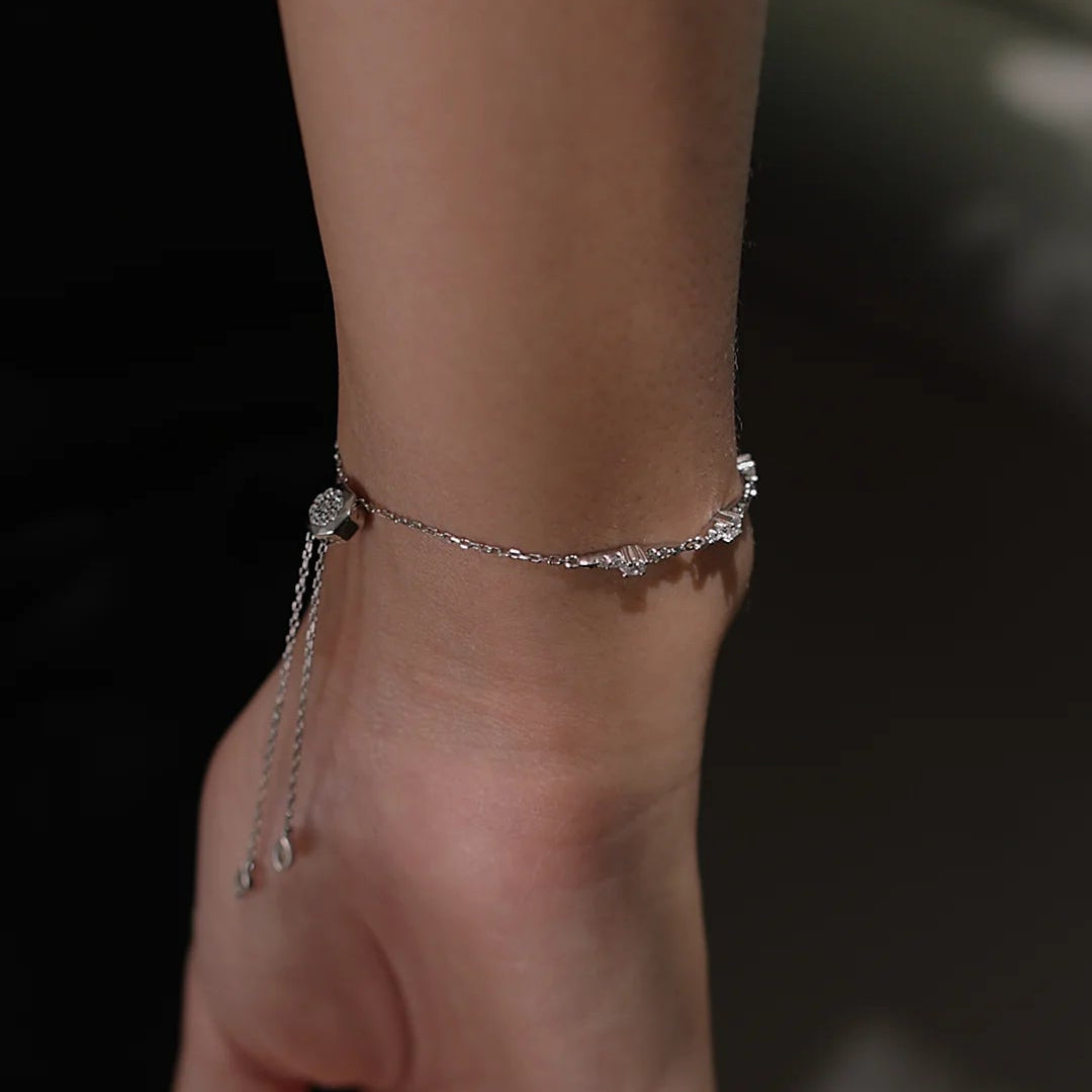 After Party Zircon Adjustable Bracelet - ARTSY SILVER
