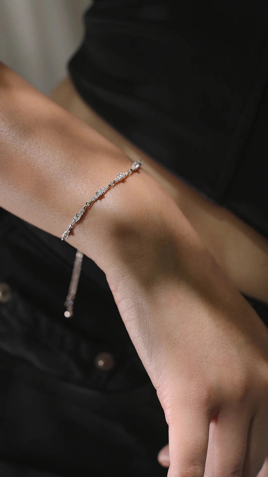 After Party Zircon Adjustable Bracelet - ARTSY SILVER