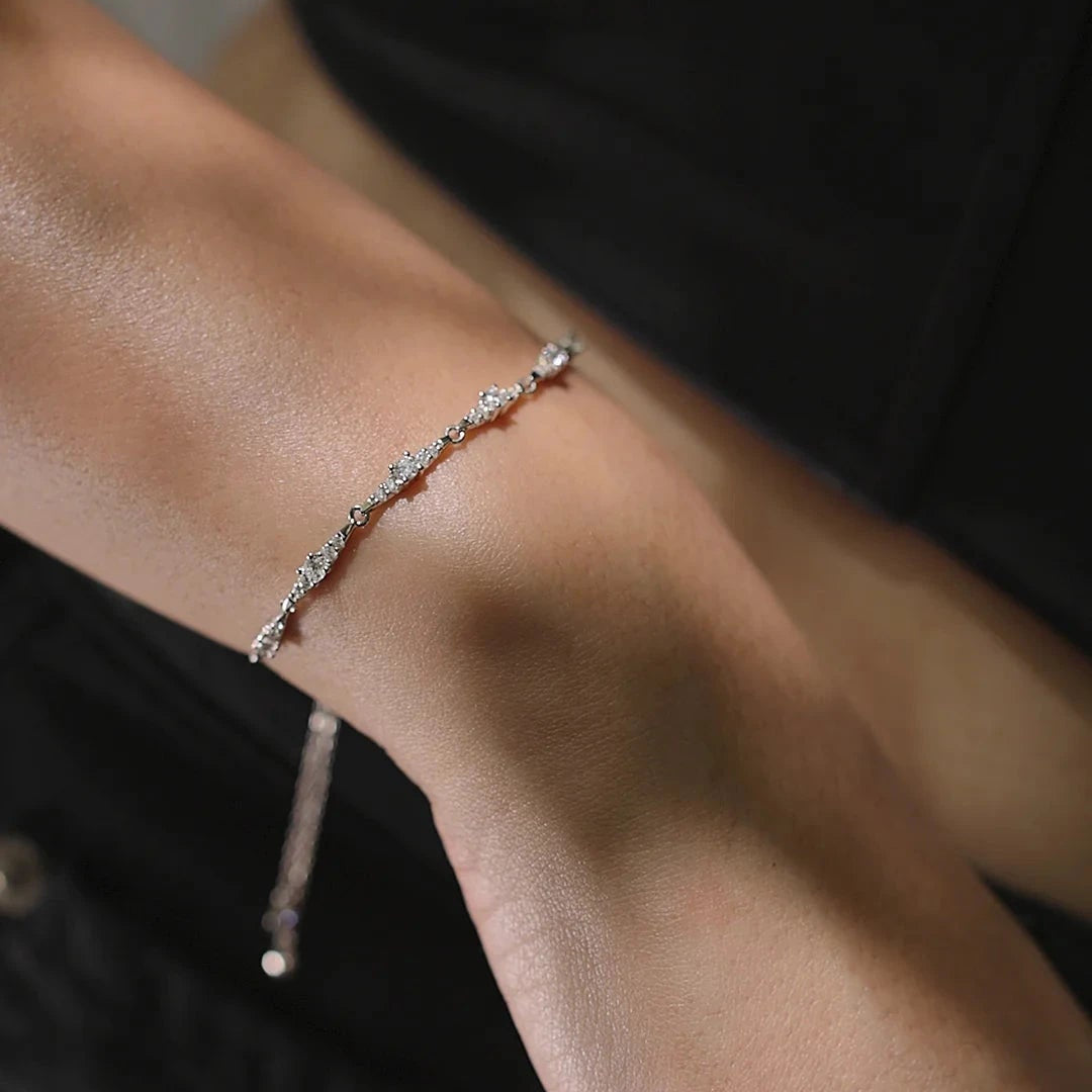 After Party Zircon Adjustable Bracelet - ARTSY SILVER