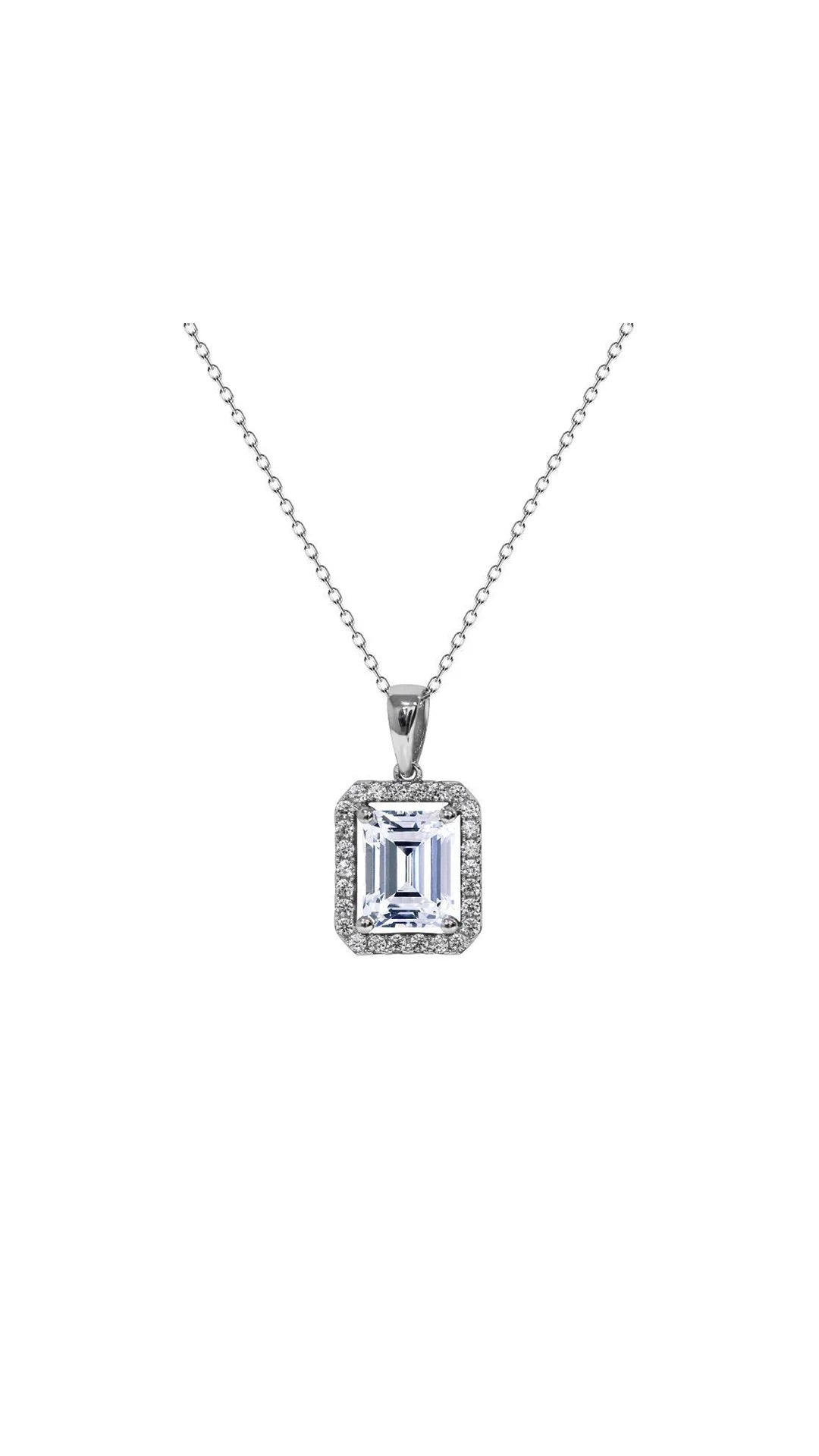 Alice Borderset Zircon Necklace - ARTSY SILVER