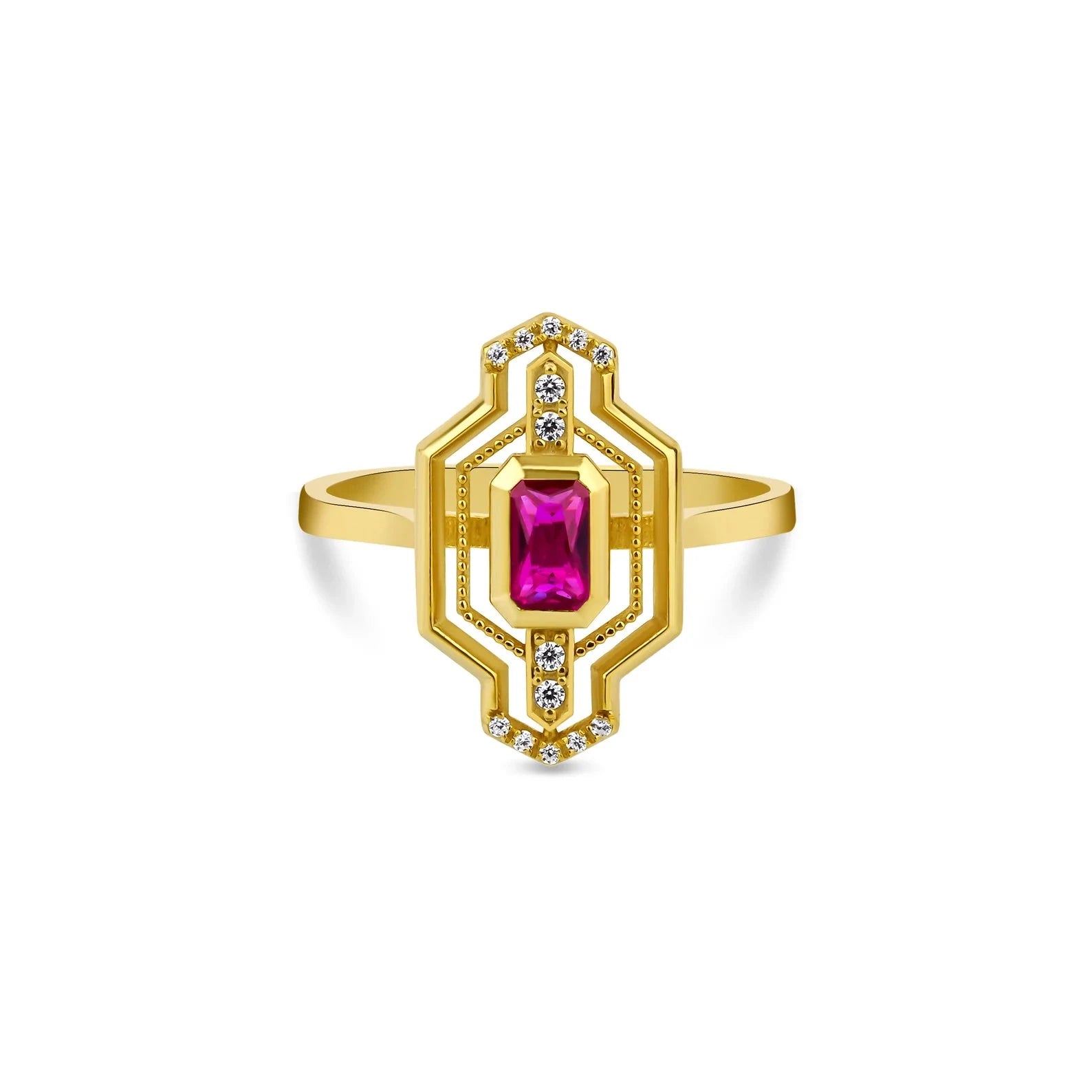 Art Deco Ruby Ring - ARTSY SILVER